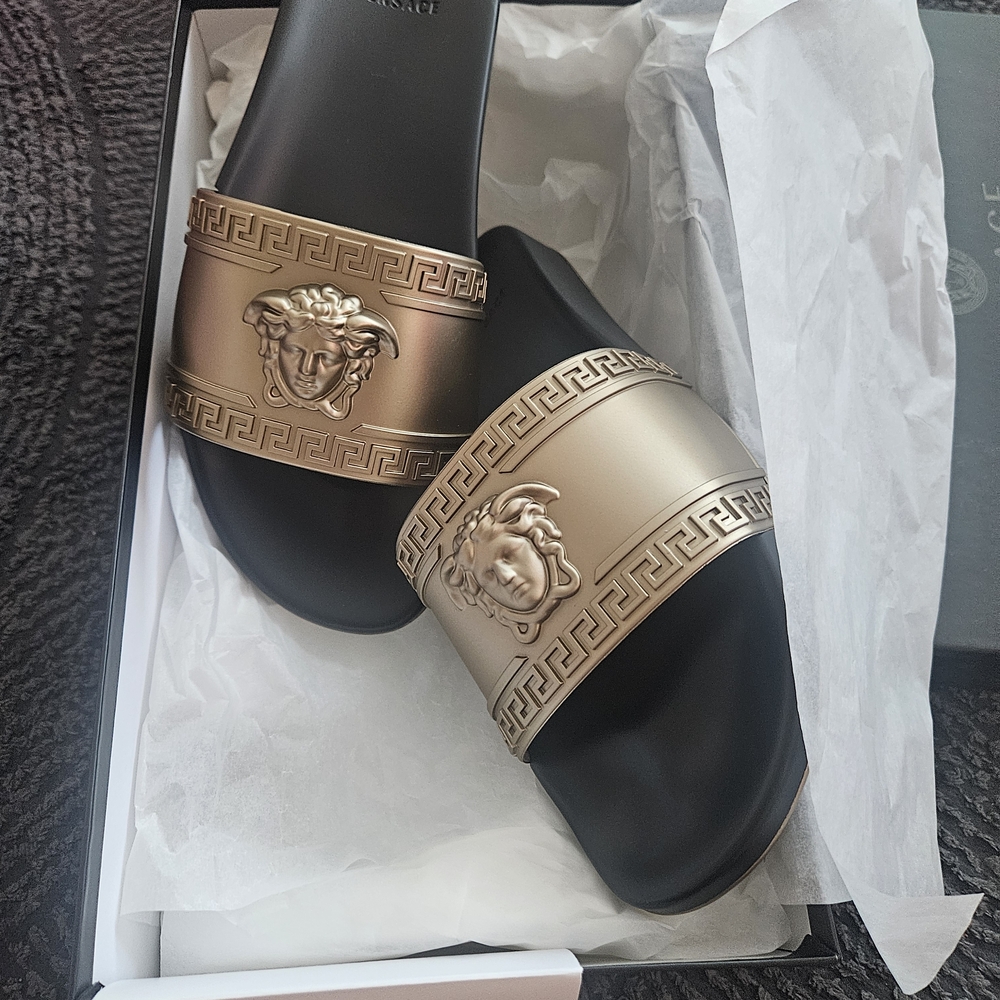 Versace Medusa Gold Pool Slide Sandals